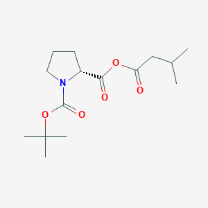 molecular formula C15H25NO5 B1439804 1-tert-butyl 2-(3-methylbutanoyl) (2R)-pyrrolidine-1,2-dicarboxylate CAS No. 1301760-11-1