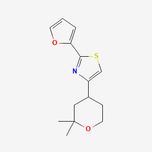 molecular formula C14H17NO2S B14398044 4-(2,2-Dimethyloxan-4-yl)-2-(furan-2-yl)-1,3-thiazole CAS No. 88572-10-5
