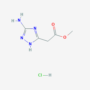 molecular formula C5H9ClN4O2 B1439817 methyl (3-amino-1H-1,2,4-triazol-5-yl)acetate hydrochloride CAS No. 1279219-32-7