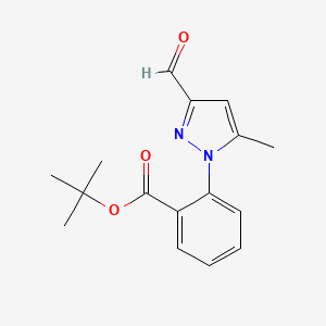 molecular formula C16H18N2O3 B1439863 tert-butyl 2-(3-formyl-5-methyl-1H-pyrazol-1-yl)benzoate CAS No. 1263063-14-4