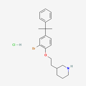 molecular formula C22H29BrClNO B1439873 3-{2-[2-Bromo-4-(1-methyl-1-phenylethyl)phenoxy]-ethyl}piperidine hydrochloride CAS No. 1219964-67-6