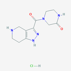 molecular formula C11H16ClN5O2 B1439902 4-(4,5,6,7-Tetrahydro-1H-pyrazolo[4,3-c]pyridin-3-ylcarbonyl)-2-piperazinone hydrochloride CAS No. 1220034-06-9