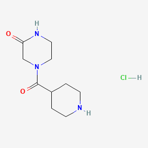 molecular formula C10H18ClN3O2 B1439911 4-(Piperidine-4-carbonyl)piperazin-2-one hydrochloride CAS No. 1220018-16-5