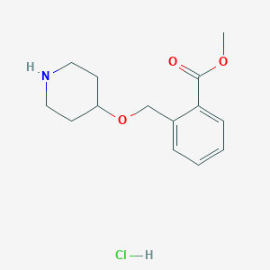 molecular formula C14H20ClNO3 B1439915 Methyl 2-[(4-piperidinyloxy)methyl]benzoate hydrochloride CAS No. 1219976-67-6