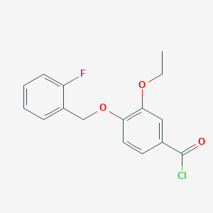 molecular formula C16H14ClFO3 B1439926 3-Ethoxy-4-[(2-fluorobenzyl)oxy]benzoyl chloride CAS No. 1160260-00-3