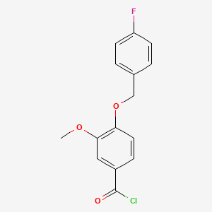 molecular formula C15H12ClFO3 B1439934 4-[(4-Fluorobenzyl)oxy]-3-methoxybenzoyl chloride CAS No. 926028-22-0