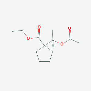 molecular formula C12H20O4 B14399567 Ethyl 1-[1-(acetyloxy)ethyl]cyclopentane-1-carboxylate CAS No. 88377-35-9