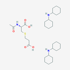 molecular formula C32H59N3O5S B1439983 Dicyclohexylamine hemi(N-acetyl-S-(2-carboxylatoethyl)-L-cysteinate) CAS No. 201666-27-5