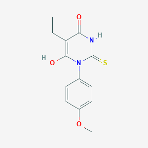molecular formula C13H14N2O3S B1439994 5-Ethyl-6-hydroxy-3-(4-methoxyphenyl)-2-sulfanyl-3,4-dihydropyrimidin-4-one CAS No. 1240526-41-3