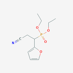 molecular formula C11H16NO4P B14399960 Diethyl [2-cyano-1-(furan-2-yl)ethyl]phosphonate CAS No. 89901-56-4