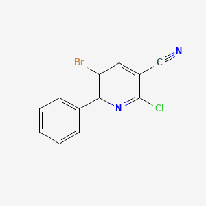 molecular formula C12H6BrClN2 B1439997 5-Bromo-2-chloro-6-phenylnicotinonitrile CAS No. 1228182-75-9