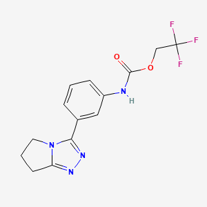 molecular formula C14H13F3N4O2 B1440002 2,2,2-trifluoroethyl N-(3-{5H,6H,7H-pyrrolo[2,1-c][1,2,4]triazol-3-yl}phenyl)carbamate CAS No. 1221725-30-9