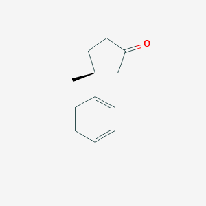 molecular formula C13H16O B14400115 Cyclopentanone, 3-methyl-3-(4-methylphenyl)-, (R)- CAS No. 86505-48-8