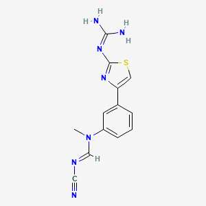 molecular formula C13H13N7S B14400212 N'-Cyano-N-(3-{2-[(diaminomethylidene)amino]-1,3-thiazol-4-yl}phenyl)-N-methylmethanimidamide CAS No. 88540-74-3