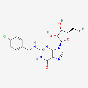 molecular formula C17H18ClN5O5 B14400330 N-[(4-Chlorophenyl)methyl]guanosine CAS No. 88158-09-2