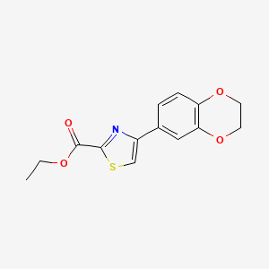 molecular formula C14H13NO4S B1440043 Ethyl 4-(6-benzodioxane)thiazole-2-carboxylate CAS No. 1159979-44-8