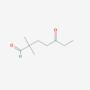 molecular formula C9H16O2 B14400527 Heptanal, 2,2-dimethyl-5-oxo- CAS No. 89546-32-7