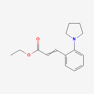 molecular formula C15H19NO2 B14400536 Ethyl 3-[2-(pyrrolidin-1-yl)phenyl]prop-2-enoate CAS No. 87698-93-9