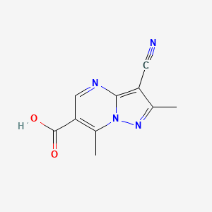 molecular formula C10H8N4O2 B1440067 3-Cyano-2,7-dimethylpyrazolo[1,5-a]pyrimidine-6-carboxylic acid CAS No. 1221792-41-1