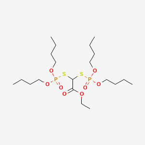 molecular formula C20H42O8P2S2 B14400714 Acetic acid, bis((dibutoxyphosphinyl)thio)-, ethyl ester CAS No. 86539-24-4