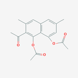 molecular formula C18H18O5 B14400750 Ethanone, 1-[1,8-bis(acetyloxy)-3,6-dimethyl-2-naphthalenyl]- CAS No. 89586-46-9