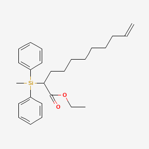 molecular formula C26H36O2Si B14400760 Ethyl 2-[methyl(diphenyl)silyl]undec-10-enoate CAS No. 89968-59-2
