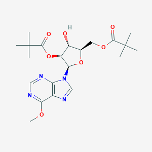 molecular formula C21H30N4O7 B144010 [(2R,3R,4S,5R)-4-(2,2-dimethylpropanoyloxy)-3-hydroxy-5-(6-methoxypurin-9-yl)oxolan-2-yl]methyl 2,2-dimethylpropanoate CAS No. 137057-71-7