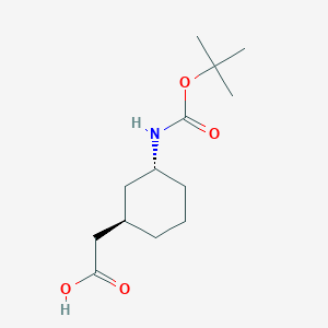 molecular formula C13H23NO4 B1440111 trans 2-(3-((t-Butoxy)carbonylamino)cyclohexyl)acetic acid CAS No. 1242268-32-1