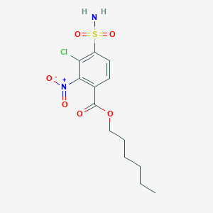 molecular formula C13H17ClN2O6S B14401186 Hexyl 3-chloro-2-nitro-4-sulfamoylbenzoate CAS No. 88345-54-4