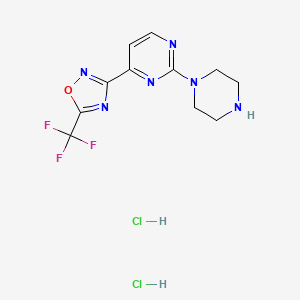 molecular formula C11H13Cl2F3N6O B1440130 2-Piperazin-1-yl-4-[5-(trifluoromethyl)-1,2,4-oxadiazol-3-yl]pyrimidine dihydrochloride CAS No. 1177093-00-3