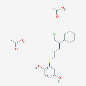 molecular formula C21H33ClO6S B14401701 Acetic acid;2-(5-chloro-4-cyclohexylpentyl)sulfanylbenzene-1,4-diol CAS No. 89706-29-6