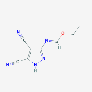 molecular formula C8H7N5O B14401732 Ethyl (4,5-dicyano-1H-pyrazol-3-yl)methanimidate CAS No. 84941-17-3