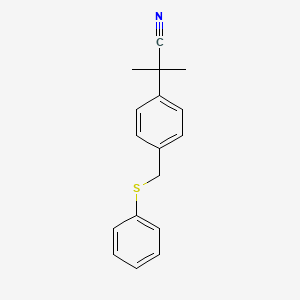 2-Methyl-2-(4-((phenylthio)methyl)phenyl)propanenitrile