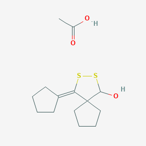 molecular formula C14H22O3S2 B14401985 Acetic acid;4-cyclopentylidene-2,3-dithiaspiro[4.4]nonan-1-ol CAS No. 88328-83-0