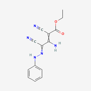 molecular formula C14H13N5O2 B14402171 Ethyl 3-amino-2,4-dicyano-4-(2-phenylhydrazinylidene)but-2-enoate CAS No. 87831-18-3