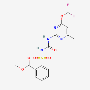 molecular formula C15H14F2N4O6S B14402215 Benzoic acid, 2-(((((4-(difluoromethoxy)-6-methyl-2-pyrimidinyl)amino)carbonyl)amino)sulfonyl)-, methyl ester CAS No. 87474-61-1