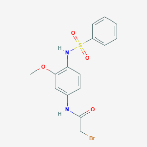 molecular formula C15H15BrN2O4S B14402244 N-{4-[(Benzenesulfonyl)amino]-3-methoxyphenyl}-2-bromoacetamide CAS No. 86785-41-3