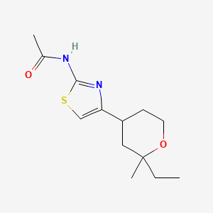 molecular formula C13H20N2O2S B14402352 N-[4-(2-Ethyl-2-methyloxan-4-yl)-1,3-thiazol-2-yl]acetamide CAS No. 88572-18-3