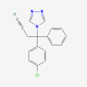 molecular formula C18H14ClN3 B14402566 4-(1-(4-Chlorophenyl)-1-phenylbut-3-yn-1-yl)-4H-1,2,4-triazole CAS No. 88557-71-5