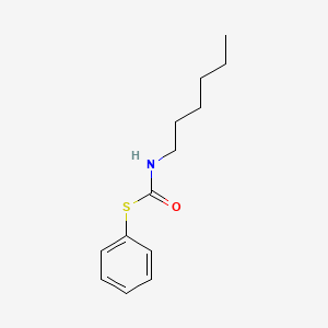 molecular formula C13H19NOS B14402579 Carbamothioic acid, hexyl-, S-phenyl ester CAS No. 85966-68-3