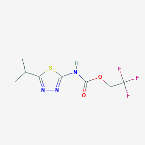 molecular formula C8H10F3N3O2S B1440260 2,2,2-trifluoroethyl N-[5-(propan-2-yl)-1,3,4-thiadiazol-2-yl]carbamate CAS No. 1198062-38-2