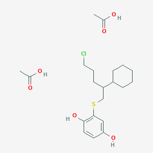 molecular formula C21H33ClO6S B14402817 Acetic acid;2-(5-chloro-2-cyclohexylpentyl)sulfanylbenzene-1,4-diol CAS No. 89706-28-5