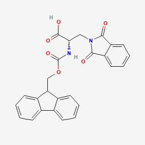 molecular formula C26H20N2O6 B1440295 (S)-2-((((9H-Fluoren-9-yl)methoxy)carbonyl)amino)-3-(1,3-dioxoisoindolin-2-yl)propanoic acid CAS No. 1212405-65-6