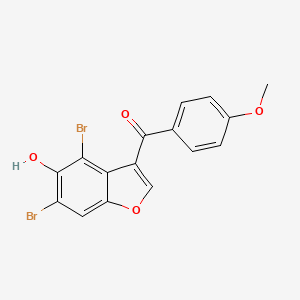 molecular formula C16H10Br2O4 B14403246 Methanone, (4,6-dibromo-5-hydroxy-3-benzofuranyl)(4-methoxyphenyl)- CAS No. 88673-84-1