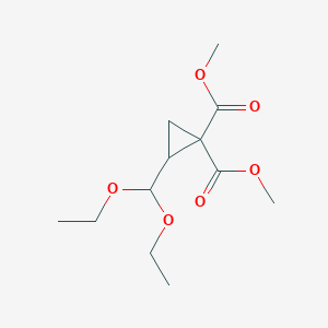 molecular formula C12H20O6 B14403259 Dimethyl 2-(diethoxymethyl)cyclopropane-1,1-dicarboxylate CAS No. 89709-98-8