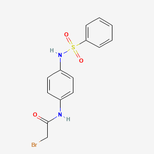 molecular formula C14H13BrN2O3S B14403294 N-{4-[(Benzenesulfonyl)amino]phenyl}-2-bromoacetamide CAS No. 86785-39-9