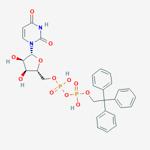 molecular formula C29H30N2O12P2 B144034 [[(2R,3S,4R,5R)-5-(2,4-dioxopyrimidin-1-yl)-3,4-dihydroxyoxolan-2-yl]methoxy-hydroxyphosphoryl] 2,2,2-triphenylethyl hydrogen phosphate CAS No. 127424-42-4