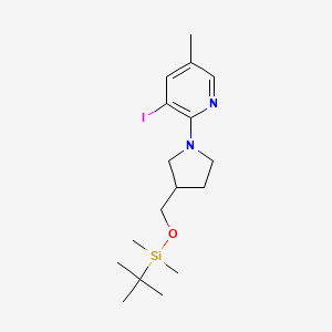 molecular formula C17H29IN2OSi B1440369 2-(3-((tert-Butyldimethylsilyloxy)methyl)pyrrolidin-1-yl)-3-iodo-5-methylpyridine CAS No. 1203499-22-2