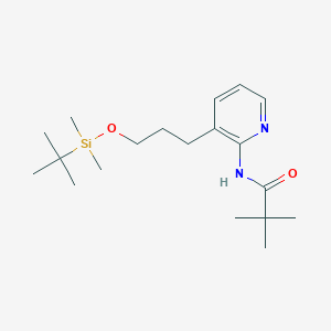 molecular formula C19H34N2O2Si B1440370 N-(3-(3-(Tert-butyldimethylsilyloxy)propyl)-pyridin-2-YL)pivalamide CAS No. 1228665-70-0