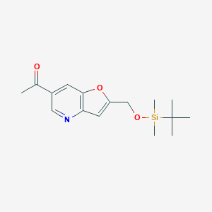 molecular formula C16H23NO3Si B1440386 1-(2-((tert-Butyldimethylsilyloxy)methyl)-furo[3,2-b]pyridin-6-yl)ethanone CAS No. 1203499-37-9
